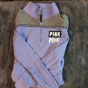 VS PINK quarter zip in gray/purple in medium